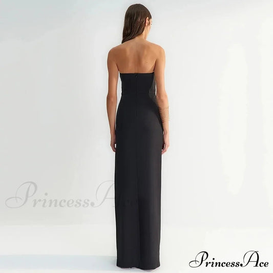 Polka Dot Tube Top Evening Party Dress