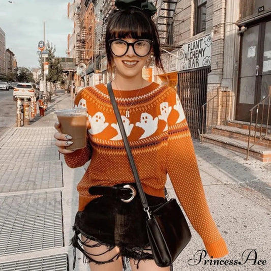 Pumpkin Knitted Pullovers Sweaters Orange / S Sweaters-L
