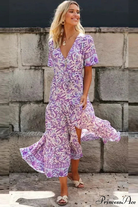Purple Mini Boho Dress