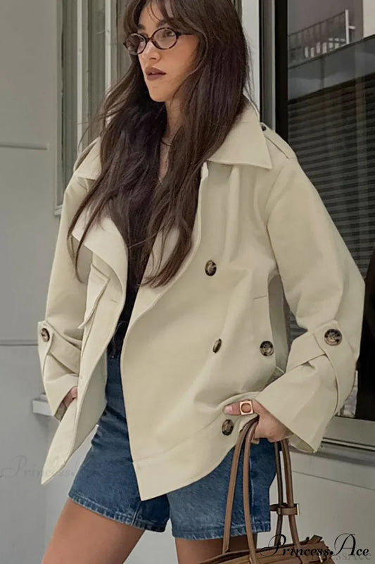 Retro British Tied Long Sleeve Trench Coat