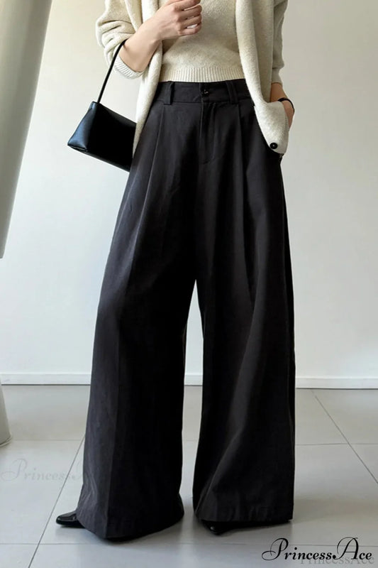 Retro Relaxed High-Waisted Wide-Leg Pants