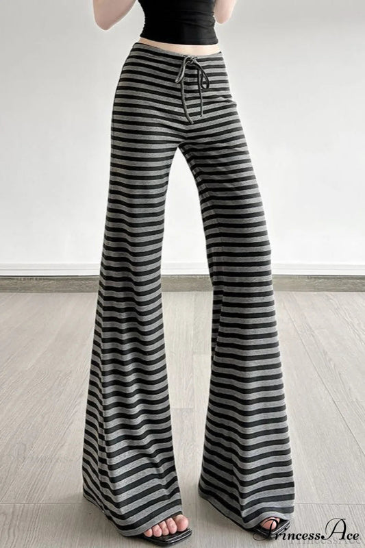 Retro Striped Bootcut Knit Pants