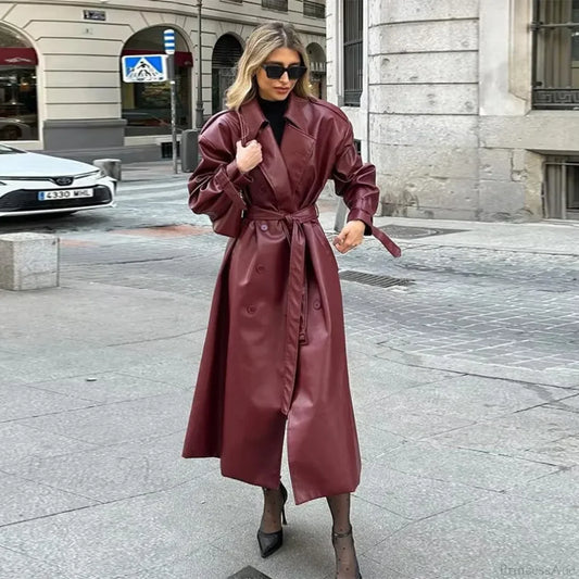 Retro Wine Red Double Breasted Coat / S Coats-241208