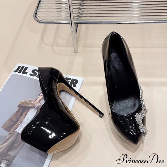 Pink High Heels Women Pumps with Crystal Platform Stiletto - Spring/Autumn Fashion - Round Toe - Wedding/Stripper Shoes