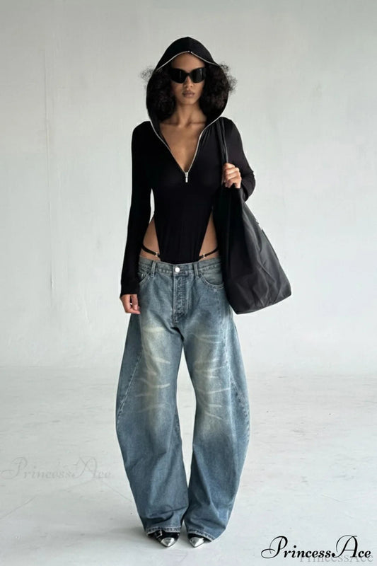 Sexy Long Sleeve Zip-Up Slim Fit Hoodie