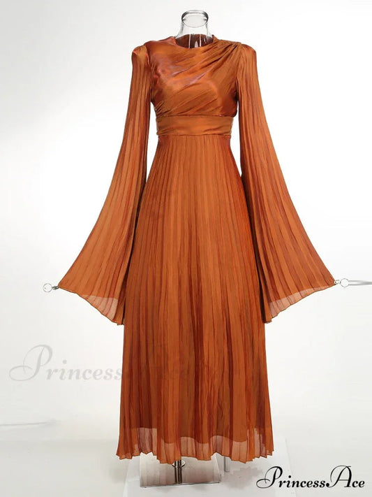 Sexy O Neck Batwing Sleeve Pleated Long Dress Women Rose Christmas Party Dress