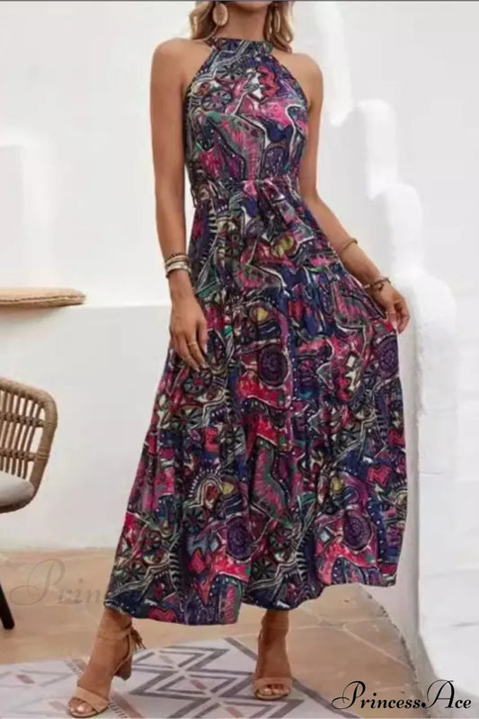 Sexy Vintage Hanging Neck Boho Dress