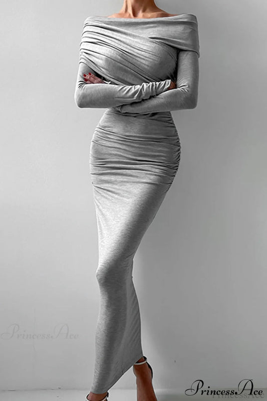 Sheath Off Shoulder Sleek Maxi Dress