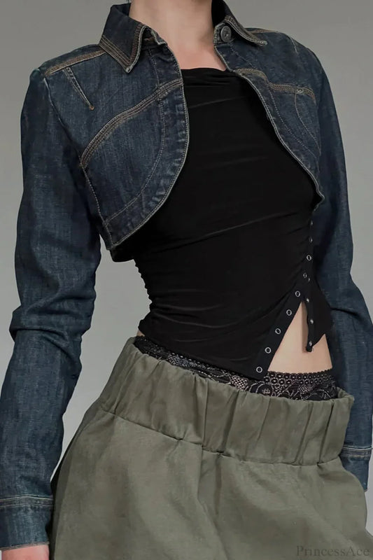 Short Denim Retro Washed Sexy Lazy Shirt Coat