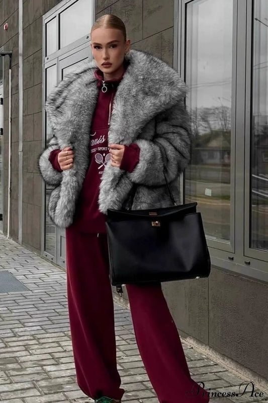 Silver Fox Faux Fur Short Lazy Coat