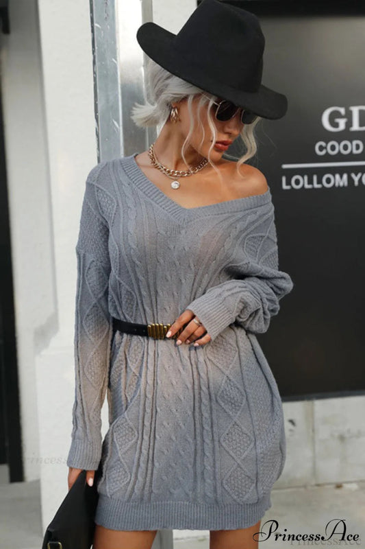 Solid Cable-Knit Wool Women's Mini Dress