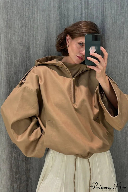 Solid Color Stylish Stand Collar Outdoor Hoodie