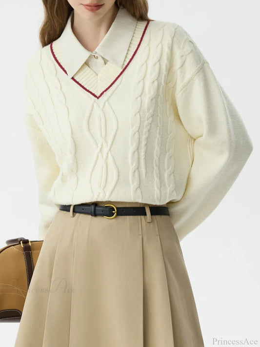 Solid Color Twisted Flower Pullover Sweater