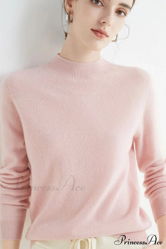 Solid Color Wool Sweater With Mock Neck Sweaters-L