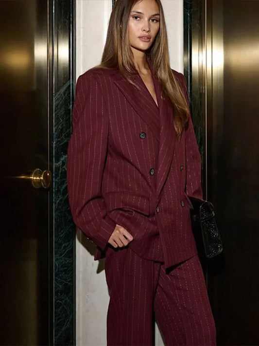 Stripe Print Blazer Coat Red suit / S