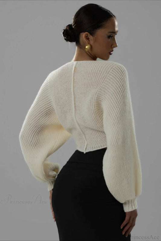 Stylish Sexy V-neck Cropped Sweater