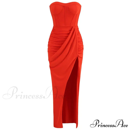 Summer New Women锟斤拷锟絪 Sexy Breast Wrapping Backless Dress Red Christmas Party Dress