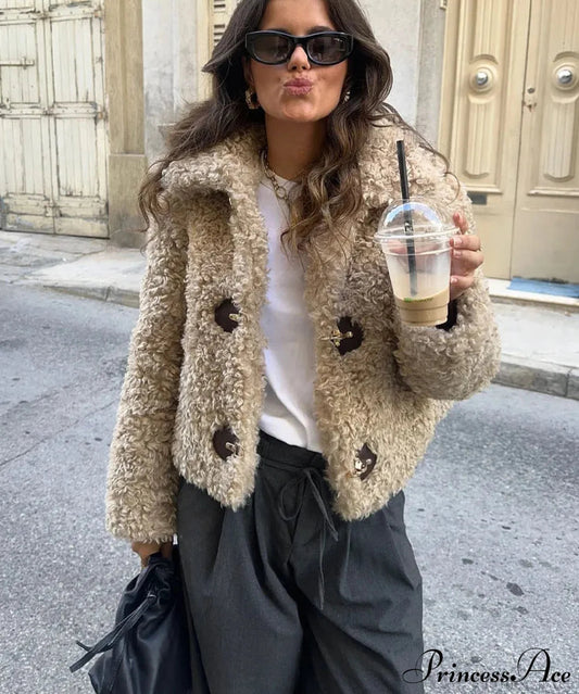 Turn-Down Collar Wool Coat