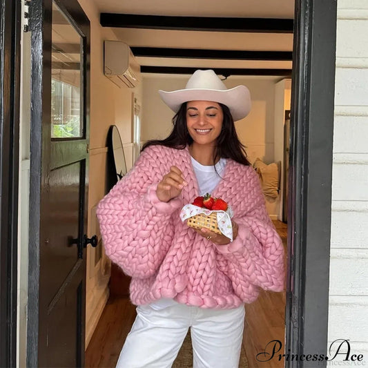 Twist Knitted Solid Casual Cardigan