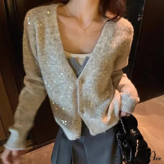 V-neck Sequin Sparkling Cardigan