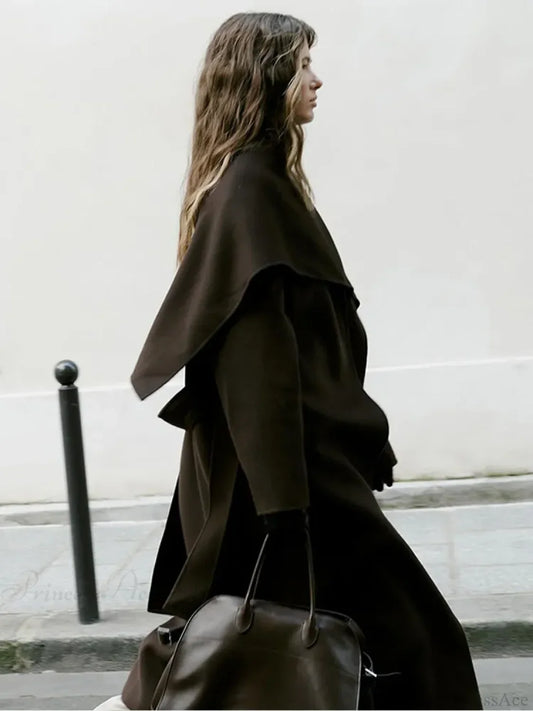 Vintage Brown Wool Blends coat Coffee / S