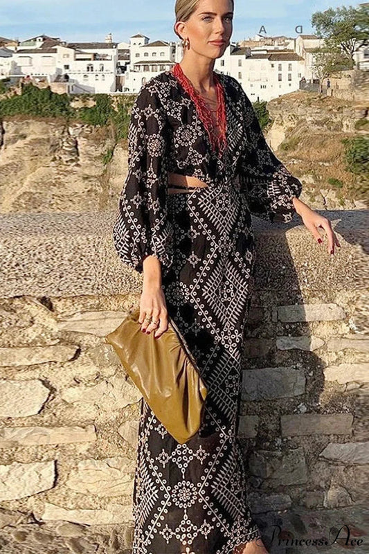 Vintage Ethnic Embroidery Boho Dress