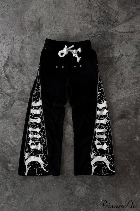 Vintage Street Print Casual Track Pants