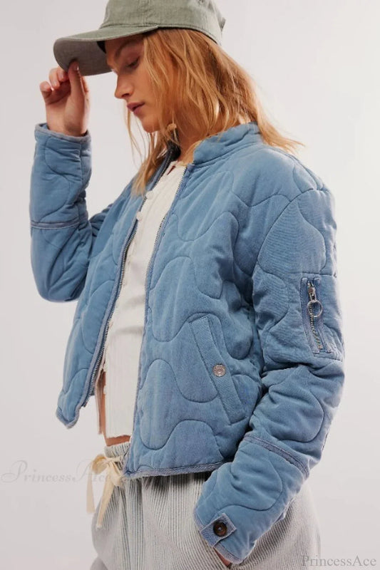 Vintage Urban Casual Quilted Stand-Collar Coat