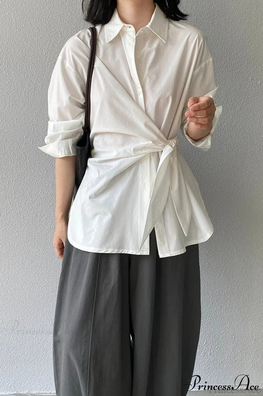 Waist Collared Mid-Length Office Bloshope