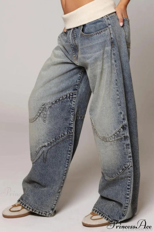 Washed Blue Vintage Denim Jeans