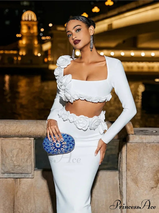 White Bandage Two-Piece Party Dress