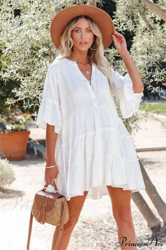 White Mini Dress Holiday Beach Wear