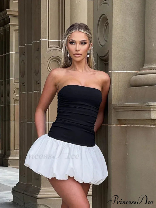 Women Chic Skinny Spliced Backless Flower Bud Mini Sexy Christmas Party Dress