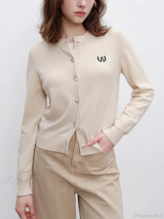 Wool Blend Round Neck Front Shoulder Short Red Cardigan Christmas Sweater Sweaters-L