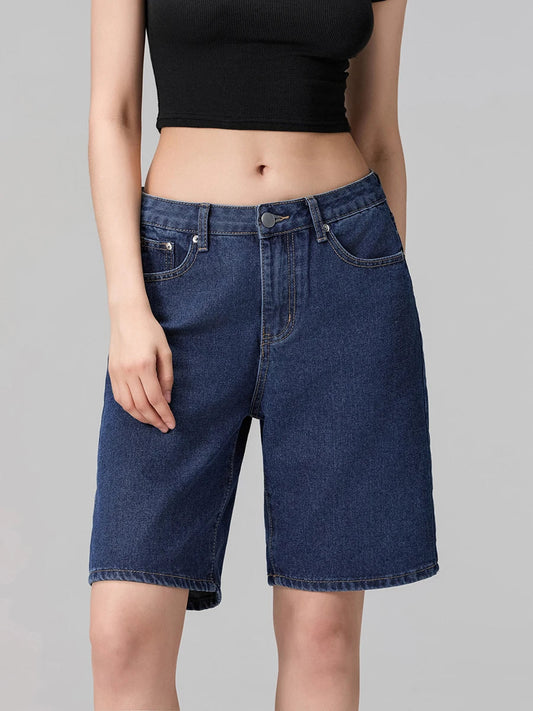 Low Waist Straight Leg Denim Short