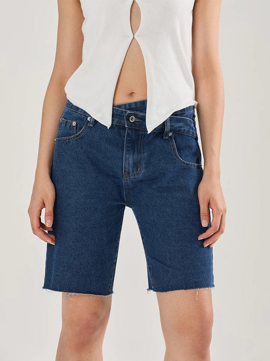 Crossover Asymmetrical Denim Short