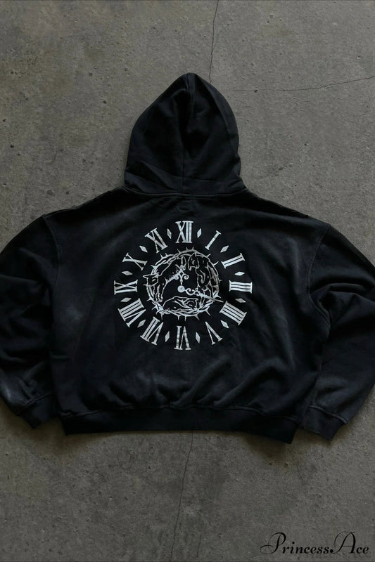 Y2K Street Dark Zip Stylish Hoodie