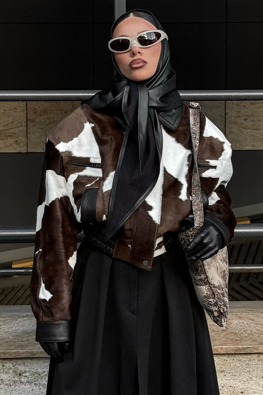 Black and White Leather Moto Jacket