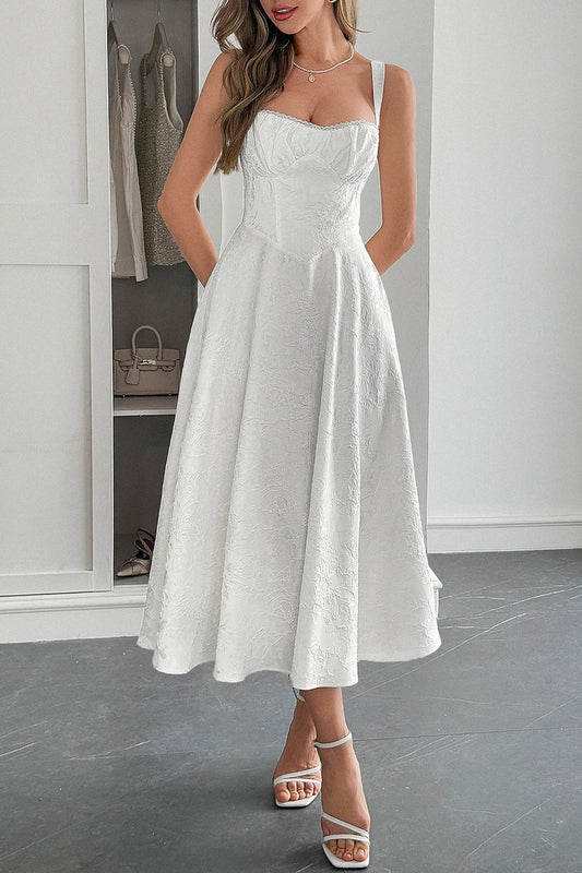 Jacquard Spaghetti Strap Cocktail Dress