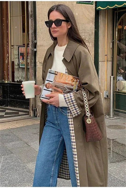 Collared Buttoned Trench Cargo Overcoat