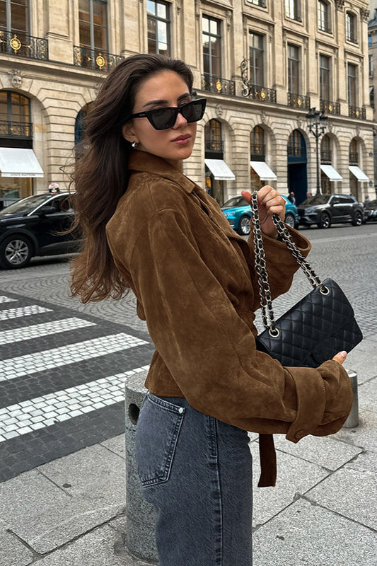 Belted Suede Trench Coat