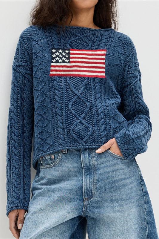 Vintage Loose Knit Flag Bloshope