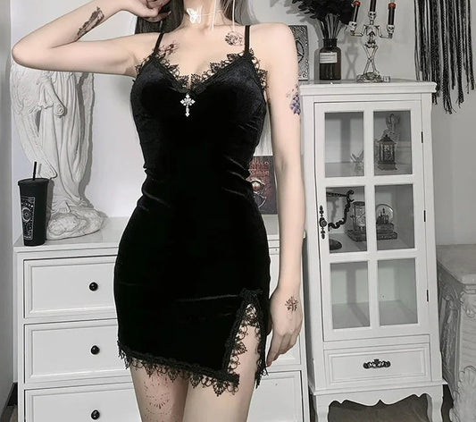 Cross Dark Opening Small Dress