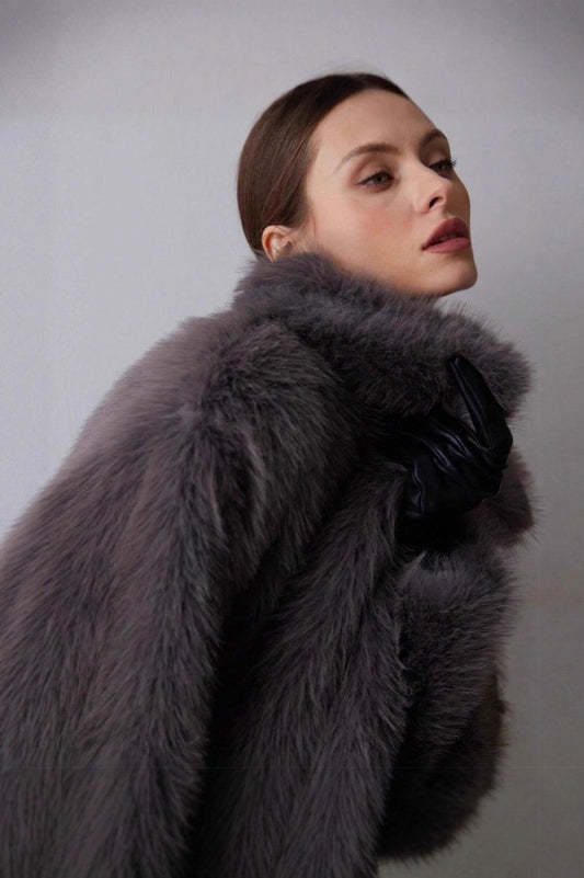 Solid Faux Fur Winter Coat
