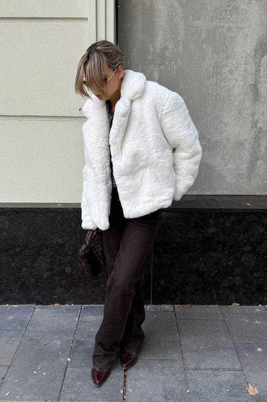 Solid Color Minimalist Fleece Loose Coat