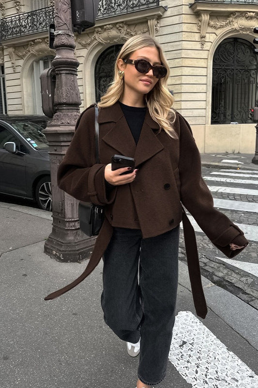 Double Breasted Wool Blend Coat