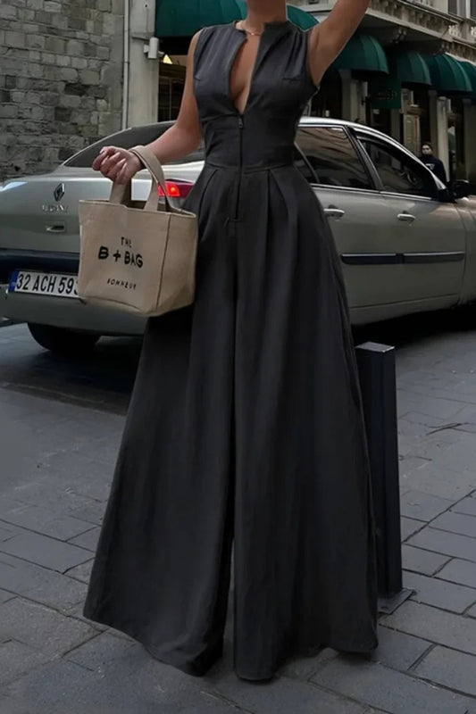 Cotton Zippered Sleeveless Pocket Maxi Dress