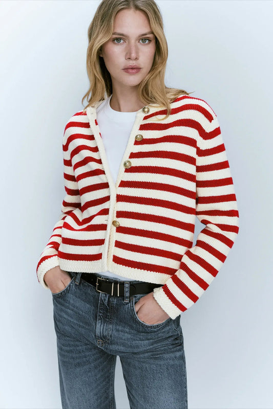 Classic Stripe Knit Cardigan