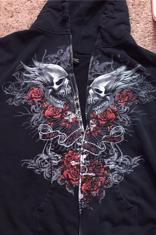 Gothic Zip Up Loose Hoodie