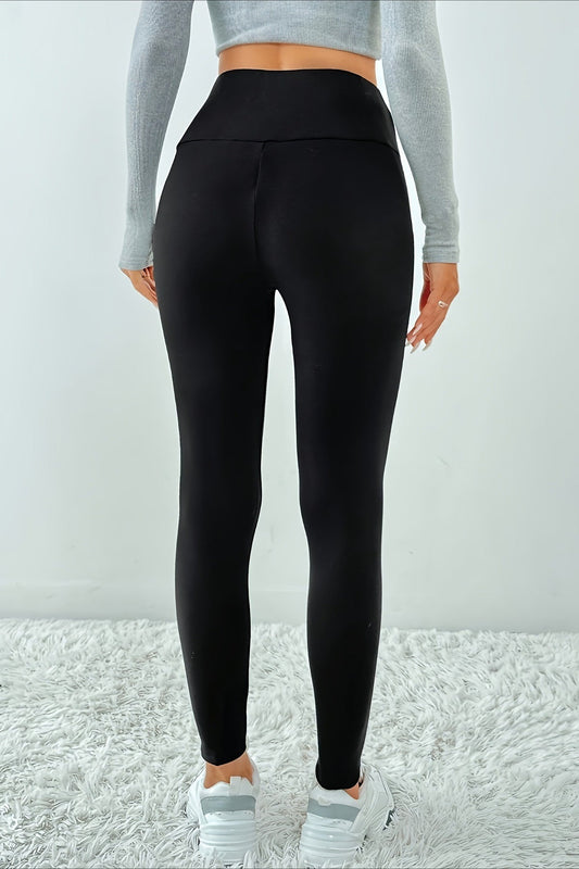 Cross Front Fleece Lined Booty Lifting Thermal Leggings
